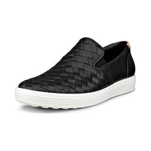 ECCO Women's Soft 7 Woven Slip-On 3.0 Sneaker, Black, 4-4.5