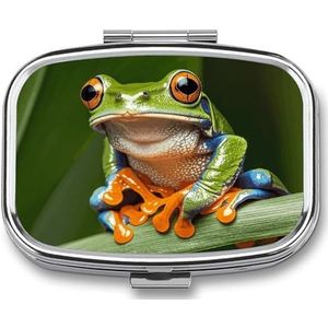 Peace Tree Frog Pillendoosje Pil Case Leuke Pil Organizer Pil Houder Geneeskunde Pil Organizer Pil Container Dagelijkse Pil Organizer Kleine Pillendoos Pil Case voor Portemonnee Pocket