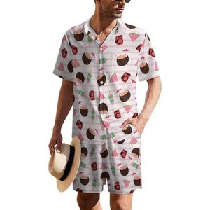 Zomers patroon met camera heren Hawaiiaanse pak set 2-delig strand outfit korte mouw shirt en shorts bijpassende set