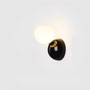 PHASZ Moderne glazen bal wandlamp slaapkamer nachtkastje wandlamp kleurrijke gang wandlamp verlichtingsarmatuur (kleur: 3 kleuren, maat: zwart)