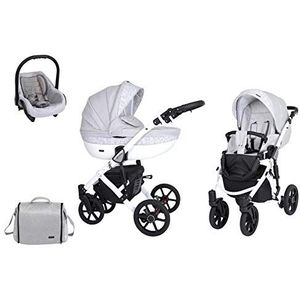 SaintBaby wandelwagen Milla White 2in1 3in1 Isofix babyzitje combi kinderwagen buggy Magic Grey 12 3in1 met autostoeltje