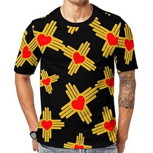 New Mexico staat vlag hart mannen crew T-shirts korte mouw T-shirt casual atletische zomer tops