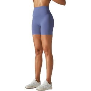 Dames Sport Korte Squat Hoge taille Kwaliteit Zachte Fitness Sportschool Push-ups Strakke Vrouwen Yoga Leggings Korte broek Fietsen-Paars Blauw-L