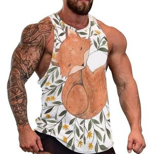 Lovely Fox Heren Tank Top Grafische Mouwloze Bodybuilding Tees Casual Strand T-Shirt Grappige Gym Muscle