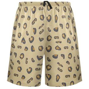 LI ZHI XIN Herenpyjamabroek, korte pyjamabroek, zomer casual short, elastische taille met trekkoord, rechte losse pasvorm met 2 zakken, S-XXL dierenluipaardprint bruin, Meerkleurig, L