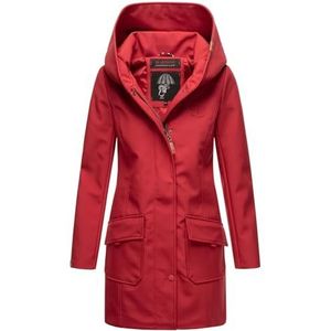 MARIKOO B856 Softshelljas voor dames, lange winterjas, waterafstotende outdoorjas, donkerrood, XXL