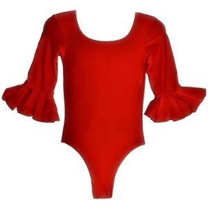 Rode bodysuit voor flamenco en dans, Rood, 4