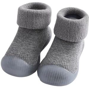 Unisex babyschoenen eerste schoenen loopstoeltjes peuter eerste wandelaar babymeisje kinderen zachte rubberen zool gebreide laarsjes antislip babyschoen (Color : Grey, Size : 18-19(Insole 11.5cm))