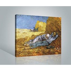 1art1 Vincent Van Gogh Poster Kunstdruk Op Canvas Noon Rest From Work After Millet, 1889 Muurschildering Print XXL Op Brancard | Afbeelding Affiche 50x40 cm