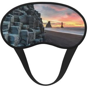 FZGGWYHL Sunrise on Reynisfjara Beach Gedrukt Blackout Sleep Mask Aid Oogmasker Reizen Slaap Oogmasker