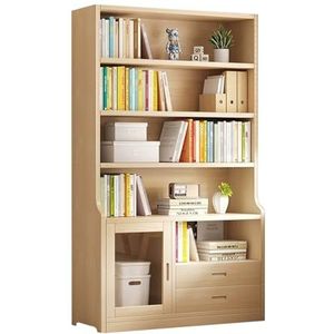 Boekenkast, Industrieel Hout Opbergruimte met Acryl Glazen Deur Boekenplank Opbergkast kan gebruikt worden voor Home Office Studie Woonkamer Slaapkamer(82cm)