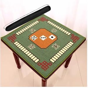 Mahjongg Mat Polyester Mahjong Tafelmat Met Draagtas, Antislip En Ruisonderdrukking Poker Domino's Spelmat Tafelkleed Met Rubberen Achterkant (Color : Green, Size : 34.7x34.7inch)