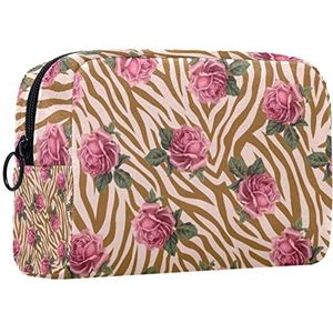 Cosmetische tas voor dames,kleine make-uptas voor portemonnee,Patroon Roze Bloem Vintage,Cosmetische reistas,make-uptasje