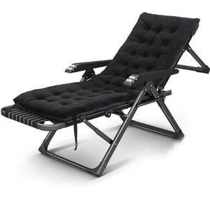 GEIRONV Opklapbare fauteuil, 8-standen verstelbare massage-armsteun Design fauteuil met comfortabele hoofdsteun Home Break Tuinfauteuil Fauteuils (Color : Black bar+black pad, Size : 178 * 41cm)