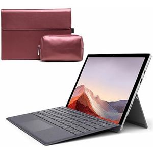 Toetsenbordhoes voor Surface Pro 7+/Pro 7/Pro 6/Pro 5/Pro 4/Pro 3 12.3"", 7-Kleuren Achtergrondverlichting, Magnetisch Draadloos Toetsenbord met S-Penhouder,Red 1