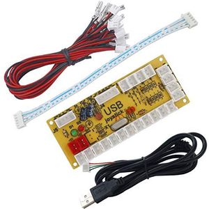 SJ@JX Arcade Game USB Encoder Code Board Zero Delay Game Controller DIY Kit 10x Button Cable 1x Joystick Cable for Retro Pie PC MAME Raspberry Pi