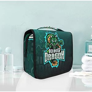 Hangende opvouwbare toilettas groene draak koning make-up reisorganisator tassen tas voor vrouwen meisjes badkamer