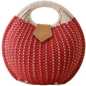 Strandtas Rieten Tas, Zomer Strozakken Stro Handtas Geweven Dames Rotan Handgeweven Rond Tas Geweven Shopper Dames(D)