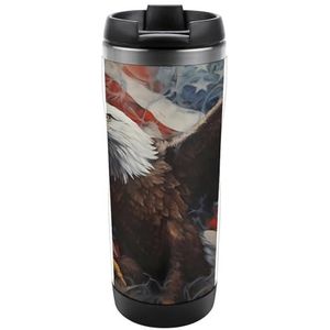 Retro Amerikaanse Vlag Bald Eagle Travel Mok Rvs Koffie Cup Isolatie Tumbler Thermische Mok voor Thee Sap