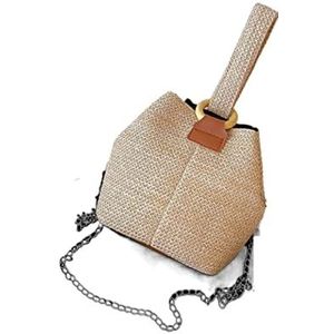 Boheemse Strandtas Vrouwen Geweven Rotan Emmertas Schoudertas Lichtgewicht Handtas Met Kettingriem Zomer Strand Tote Crossbody Stro Handtas voor Dames (Color : B)