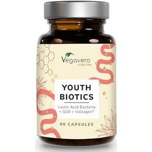 Youth Biotics Kapseln | Veganer Anti-Aging Komplex | Mit Vollagen®, Hyaluronsäure & Bakterienstämmen | Magensaftresistent | 60 Stück | Deutsche Produktion von Vegavero®