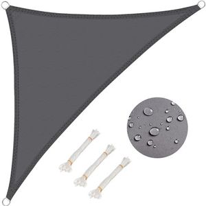 WOLTU Schaduw Zeil Zonnescherm Zeil Waterafstotend PES Tuinluifel voor Buiten Tuin Terras UV Blok - Driehoek, 3,6x3,6x5,1m, Grijs