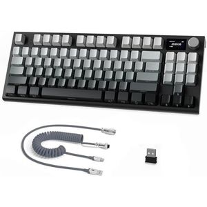 ATTACK SHARK K86 75% Draadloos Mechanisch Toetsenbord, 2.4G/BT5.0/USB-C Bedraad Tri-mode Gamingtoetsenbord, TKL 87 Key QWERTY, 1,2'' TFT HD-Kleurenscherm en Knob, RGB-Backlit Hot-Swap - Zwart