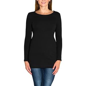 Alkato Dames Shirt met Lange Mouwen Tuniek, Zwart, XXL