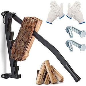 Firewood Kindling Splitter with Screws, Wall Mounted Kindling Splitter for Wood, Cast Iron Manual Log Splitter Wood Splitter Firewood Cracker, Firewood Cutter for Indoor or Outdoor Camping