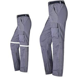 G&F Heren wandelen cargo broek zip off cabriolet shorts winddicht waterdicht dunne afneembare klimbroek sneldrogend (kleur: grijs, maat: L)