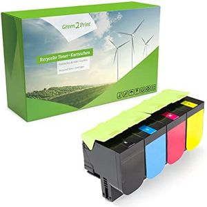 Green2Print Toner Toner set, 4 patronen 1x 2500, 3x 2000 Pagina's compatibel met Lexmark 80C2SC0, 802SC, 80C2SK0, 802SK, 80C2SM0, 802SM, 80C2SY0, 802SY Toner geschikt voor Lexmark CX310N, CX310DN