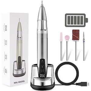 Elektrische nagelboor, 35000 RPM draadloze nagelboormachine, oplaadbare draagbare elektrische nagelvijl met touchscreen for manicuresalongereedschap Gemakkelijk te gebruiken, voor acryl- en gellak (C