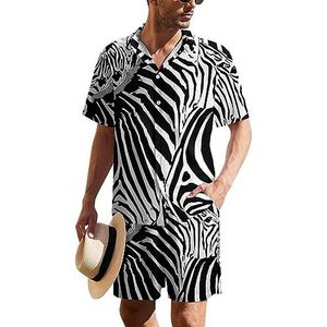 Strepen Zebra's Hawaiiaanse pak voor heren, set van 2 stuks, strandoutfit, shirt en korte broek, bijpassende set