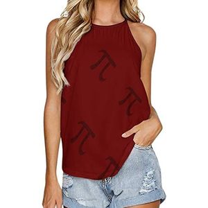 Pi Tanktop voor dames, zomer, mouwloos, T-shirts, halter, casual vest, blouse, print, T-shirt, 2XL