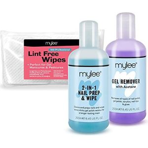 Mylee Salon Manicure Kit Met Nagel Prep & Wipe Polish Remover & Nail Wipes UV LED Kit Pakket voor een Professionele Gel Polish Soak Off Manicure en Pedicure