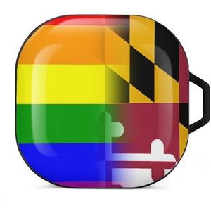 LGBT Pride Maryland State Flag Oordopjes Hoesje Compatibel met Samsung Hard Shell Beschermhoes Zwart-Stijl