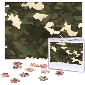 Leger camouflage puzzels 500 stuks gepersonaliseerde legpuzzels voor volwassenen gepersonaliseerde foto met opbergtas puzzel houten foto's puzzel voor familie woondecoratie (51,8 cm x 38 cm)