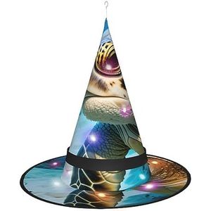 OdDdot Big Sea Turtle Witch Hat - LED gekleurd licht, geschikt voor Halloween, Kerstmis, rollenspel en meer