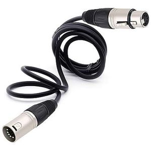 XLR-kabel 5-polige stekker naar 5-polige vrouwelijke M/F OFC-audiokabel folie afgeschermd vlecht voor versterker mixer microfoon verlengkabel XLR 1 stuk (kleur: zilver, maat: 0,5 m)