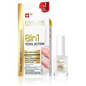 Eveline Cosmetics 8-in-1 Total Action geconcentreerd nagelopbouwserum met gouddeeltjes, 12 ml, nagelversterkende conditioner, restauratieve behandeling, eenvoudig in gebruik