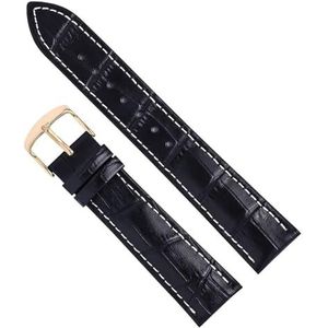 dayeer Dames heren lederen horlogeband voor Tissot horlogeband Polsband voor DW-band vervanging (Color : Black white-Gold, Size : 21mm)