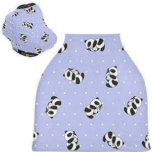 Blauwe Panda Stretchy Baby Autostoelhoes, Luifel Verpleging Covers, Zacht Ademend Winddicht Sjaal Verwisselkussen voor Winter Baby Borstvoeding Jongens
