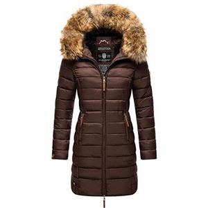 Marikoo Winterjas voor dames, warm, gewatteerd, lang, met capuchon, maat XS-XXL, roze, Dark Choco., M