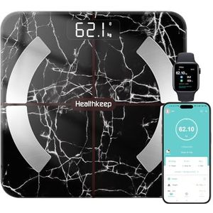HEALTHKEEP Lichaamsvetweegschaal, digitale personenweegschaal, personenweegschaal, weegschaal met lichaamsvet en spiermassa