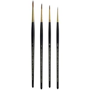 da Vinci Da Vinci Aquarel Set 5537a2 - Maestro Kolinsky Red Sable 4 Borstel Set - Volledige Buikronden - Serie 11 Maten 2/0, 0, 1 & 2, 1 Count