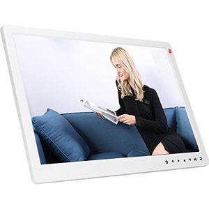 Elektronisch Fotoalbum, Multifunctionele Dual-mode Bediening 15,4 Inch Digitale Fotolijst Wit met Aanraaktoetsen voor Slaapkamer (EU-stekker)