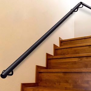 Trapleuning voor muren, zwarte ronde trappen, veiligheidsleuning, steunbalk voor binnen en buiten, industriële ijzeren leuningen 80 cm 1 m 120 cm 1,5 m 180 cm 2 m 250 cm 3 m(80cm)