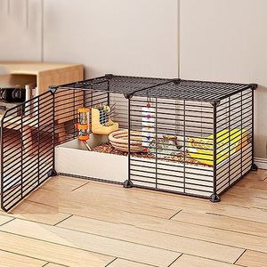 Kleine dierenboxen rattenkooi, Chinchilla kooi huisdierkooien kleine dierenbox voor binnen buiten gebruik, uitbreidbare indoor doe-het-zelf metalen roosters (maat: 5 stuks - 75 x 37 x 37 cm)