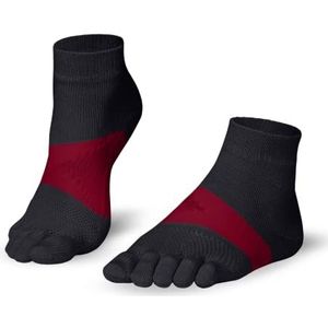 Knitido Hardloop-teensokken Running TS in 3D-gebreid, zonder grip, grijs/karmijnrood (215), 35/38 EU