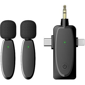 Draadloze Microfoon, 3 in 1 lavalier-microfoon Plug-and-play 3,5 mm slimme ruisonderdrukking 120 m draadloze transmissie draadloze microfoon(Dual MIC-02)